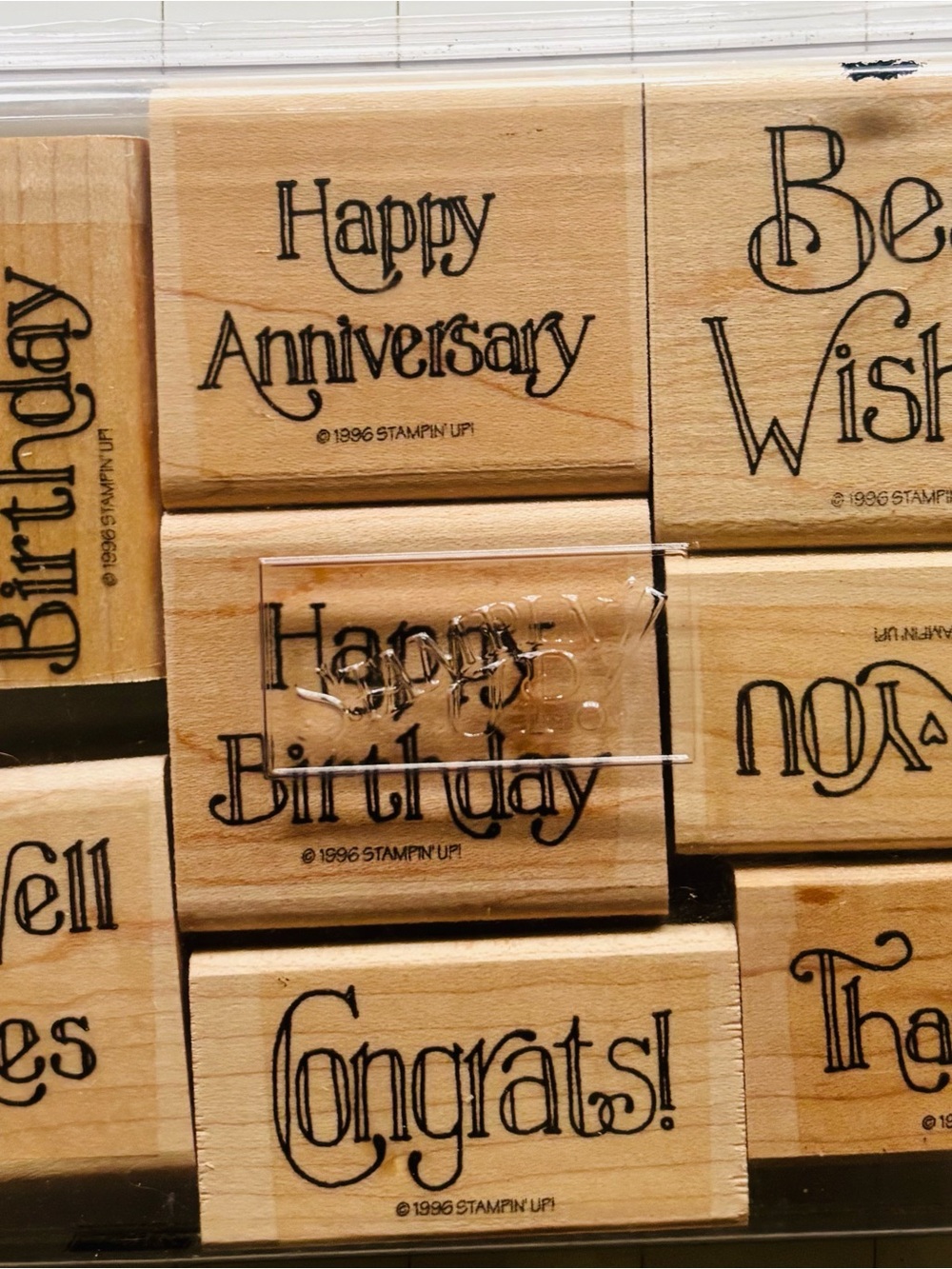 Stampin' Up! Wood Mount Sentiment Stamp Set - 8 Stamps